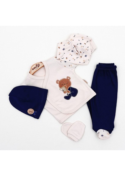 Ayı Işlemeli 5’li Yumuşak Yenidoğan Hastane Çıkışı Seti – 3-3 Ay