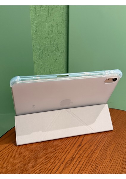 iPad 11 A16 2025 10. Nesil 10.9 Kılıf Bordo Renkli Çiçek Siyah Fiyonk Desenli Kalem Bölmeli Şeffaf Arka Akıllı Kapak