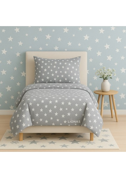 Tek Kişilik Desenli Nevresim + 1 Adet Kapaklı Yastık Kılıfı