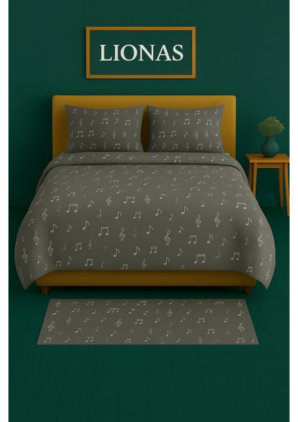 Çift Kişilik Desenli Nevresim + 2 Adet Kapaklı Yastık Kılıfı