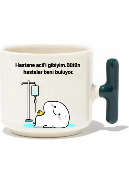 Hastane Acili Gibiyim Bütün Hastalar Beni Buluyor Latte Fincanı- Hediye Seramik Kupa
