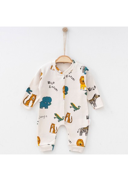 Safari Desenli Yumuşak Uzun Kollu Bebek Tulum – 0-3 Ay – 3-6 Ay – 6-9 Ay 3-6 Ay