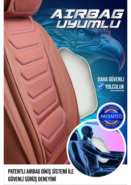 Nissan Country Uyumlu Yarı Deri Oto Koltuk Kılıfı 5li Set Alya Seri Tarçın