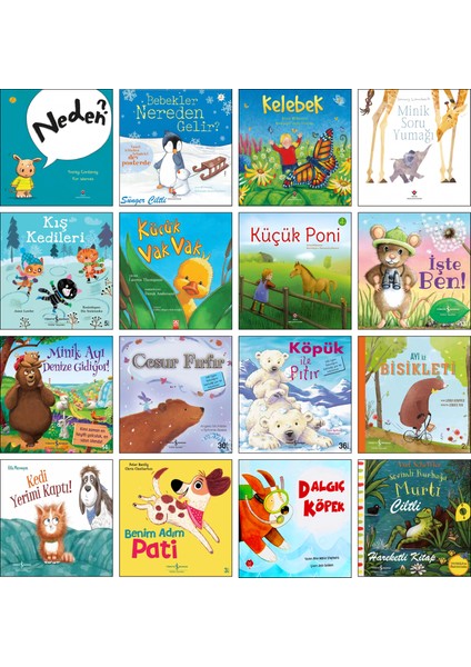 / Neden? + Bebekler Nereden Gelir + Minik Ayı Denize Gidiyor + Sevimli Kurbağa Murti + Küçük Vak Vak + Ayı Ile Bisikleti + Işte Ben + Kış Kedileri /okul Öncesi Hikaye Kitapları 16’lı