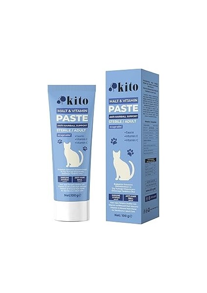 Kısır Veya Yetişkin Kediler Için Tüy Yumağı Önleyici ve Bağışıklık Sistemi Destekleyici Malt Macunu