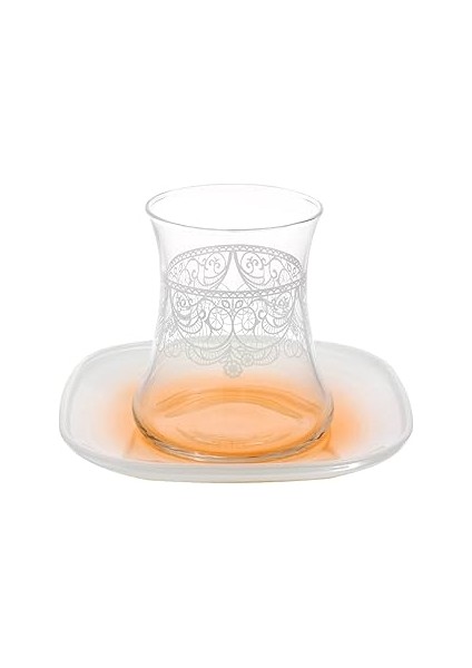 6 Kişilik Çay Seti Tatlı Hatıralar Dantela Turuncu Dantelatrns1