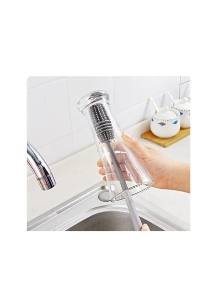 Ankanorm Silikon Kavanoz Fırçası Uzun Saplı Silikon Bardak, Biberon, Kavanoz Yıkama Fırçası Şişe Yı