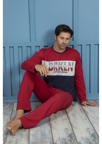 Aras Erkek Pijama Takımı--Kırmızı Lacivertkarışık--