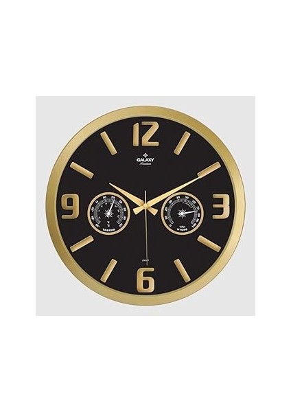 705 Serisi Termometre ve Baramotre Özellikli Kabartma Rakamlı Ev ve Ofis Duvar Saati