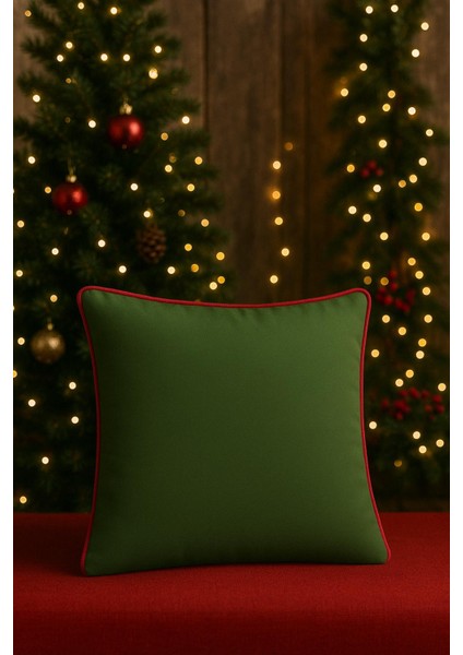 Yılbaşı Dekoratif Kırlent Kılıfı 2’li Set – Yeşil Duck Kumaş – 45X45