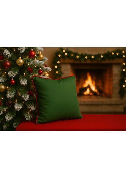 Yılbaşı Dekoratif Kırlent Kılıfı 2’li Set – Yeşil Duck Kumaş – 45X45 fırsatları