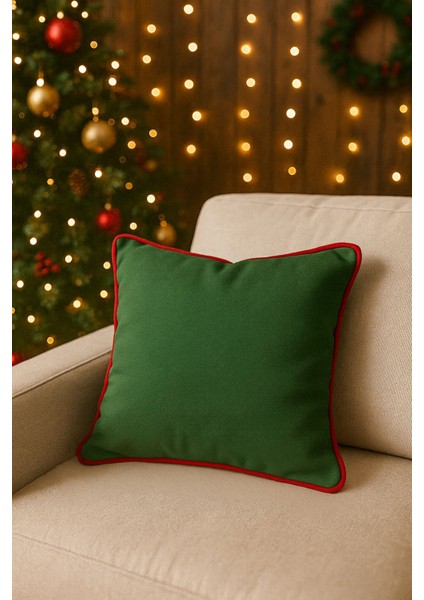 Yılbaşı Dekoratif Kırlent Kılıfı 2’li Set – Yeşil Duck Kumaş – 45X45 indirimleri