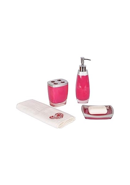 Bosphorus Gri Pembe 3 Lü Banyo Seti Poliresin