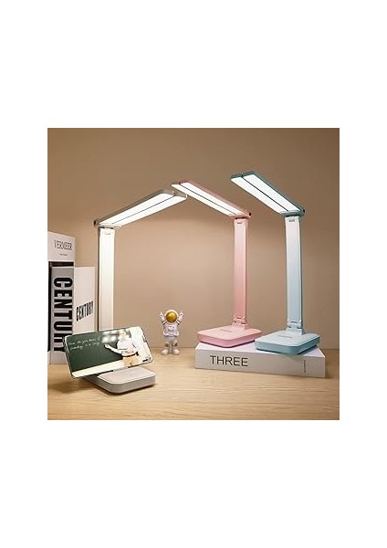 Luxlumin Ev Ofis Için Beyaz Masa Lambası, 3 Aydınlatma Modlu Taşınabilir Küçük Masa Lambası, Çocukl