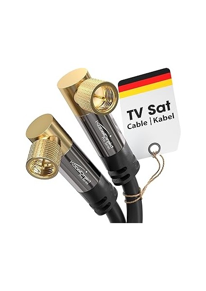 Kabeldirekt – Sat/anten Kabluso, Koaksiyel Kablolar – 90° Açılı – 2m – 4K Tv Uydu Kablosu, F Konnek
