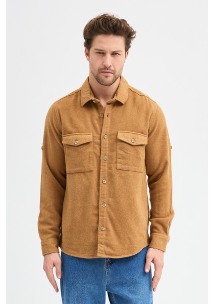 Düz Flanel Oduncu Gömlek - Regular Fit Kalın %100 Pamuklu Çift Cepli Ceket Gömlek modelleri
