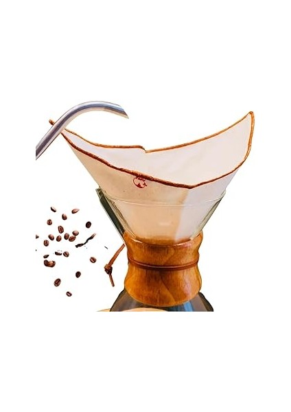 (2 Adet) Yıkanabilir, Kumaş Chemex Kahve Filtresi AĞARTILMAMIŞ%100 Ham Pamuk, Organik, Ekolojik Fil
