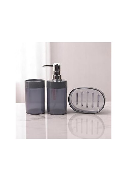 Deconox Akrilik 3'lü Banyo ve Lavabo Seti - Diş Fırçalık, Sıvı Sabunluk ve Katı Sabunluk - Şık, Day