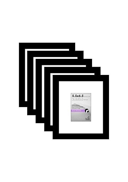 Americanflat 5,5 x 6,5 Siyah Resim Çerçevesi Seti, 6,3 x 8,9 cm Paspartulu Resim Çerçevesi Veya 14
