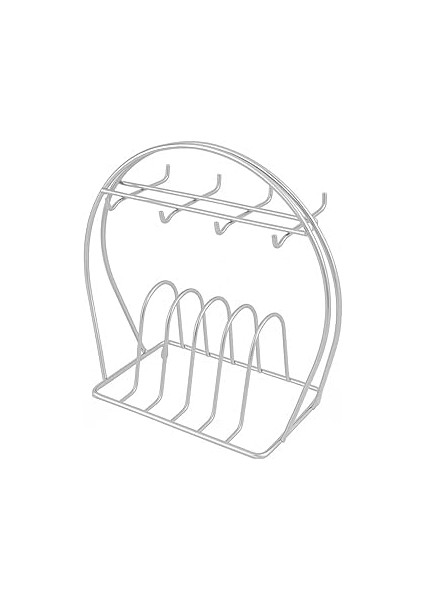 6’lı Fincan Askılığı – Metal Tabak ve Fincan Düzenleyici Stand, Paslanmaz, Şık ve Kullanışlı Mutfak