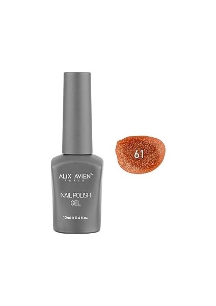 Alix Avien Işıltılı Turuncu Kalıcı Oje 61-Yoğun Renk Veren Oje 12 Ml-Nail Uv Gel Polish 61
