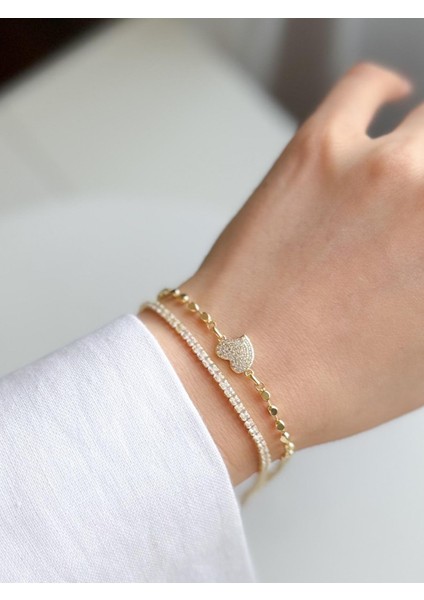 Çelik 2li Su Yolu Kalp Bileklik