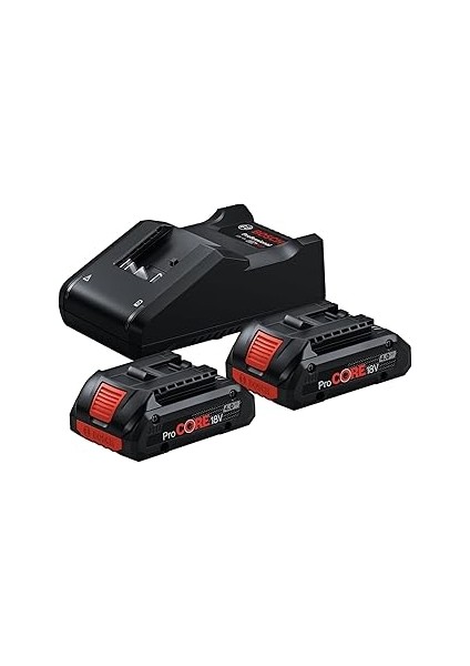 18 Volt Akü Şarj Cihazı Seti (2 x Procore 4,0 Ah Li-Ion Akü + Gal 18V-40 Şarj Ci