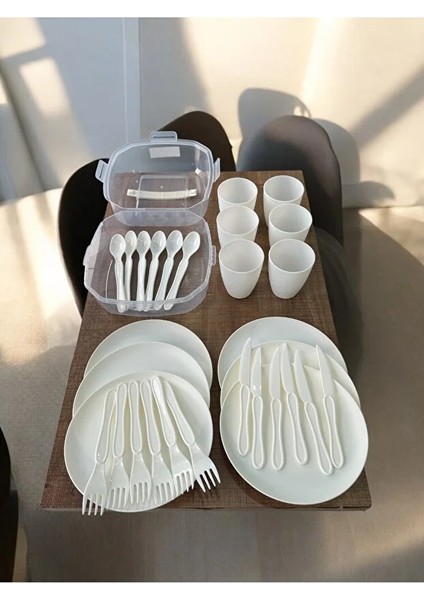 Piknik Seti 32 Parça | 6 Kişilik Sofra ve Yemek Takımı | Pratik Taşıma Çantalı modelleri