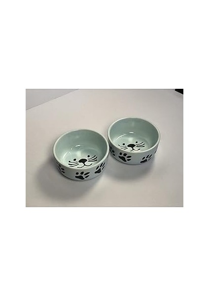 Seramik Kase Kedi Mama Su Kabı Renk 2'li