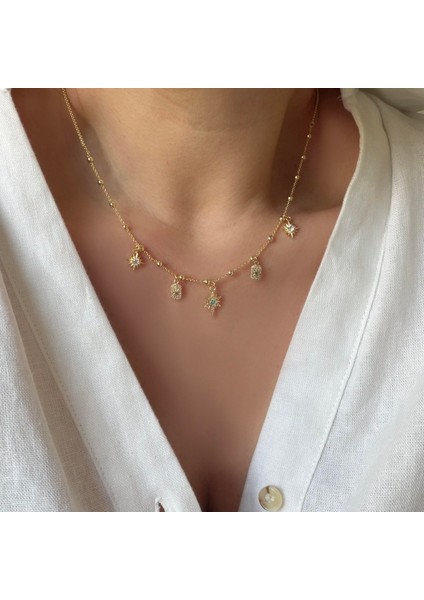 Çelik Kuzey Yıldızı Charm Kolye