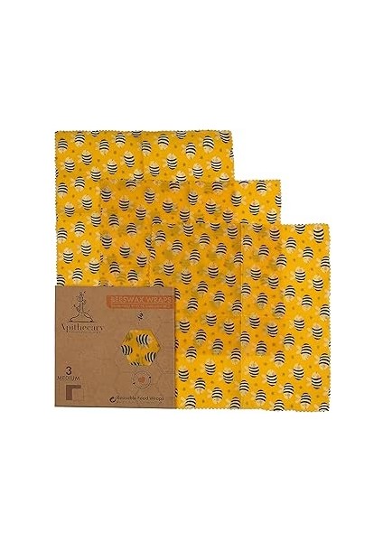 Apithecary Balmumu Gıda Sargısı - Plastik ve Silikonsuz – Arı Balmumu ile Sarma Levhaları - Yeniden