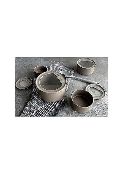 Neoflam Fika One 4'lü Seramik Saklama Kabı Seti Gri