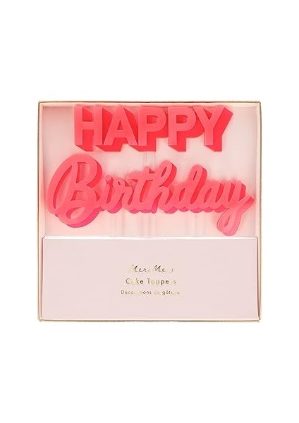 Meri Meri Happy Birthday Pembe Akrilik Pasta Süsü