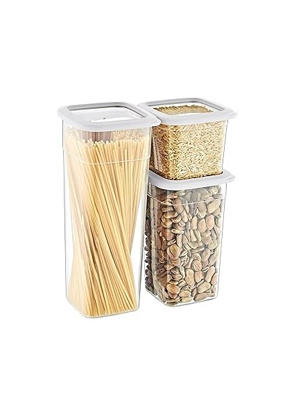 Smartware 4'lü Set Skali Kare Saklama Kabı Beyaz (4'şer Adet 740 Ml, 1440 Ml, 2350 Ml)