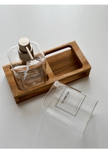 2'li Akasya Standlı Cam Sıvı Sabunluk Seti