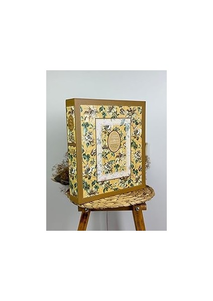 Rabsev 10X15CM 500 Fotoğraf Kapasiteli Kutulu Çiçek Desenli Lüks Ofset Fotoğraf Albümü (Sari)