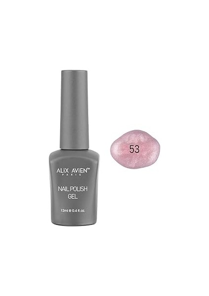 Alix Avien Işıltılı Açık Pembe Kalıcı Oje 53-Yoğun Renk Veren Oje 12 Ml-Nail Uv Gel Polish 53
