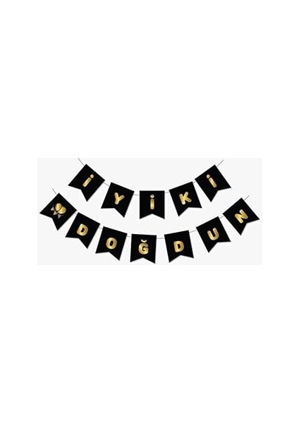 Siyah Iyi Ki Doğdun Yaldızlı Banner, 2323012121200212