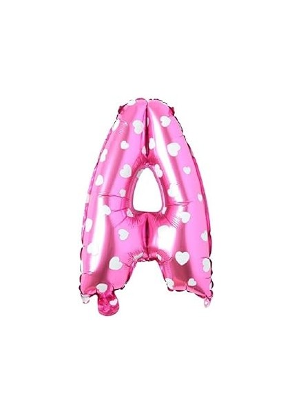 Parti̇ Vi̇tri̇ni̇ A Harfi 16 Inç Pembe Kalpli Renk Folyo Balon 36 cm (Pembe)