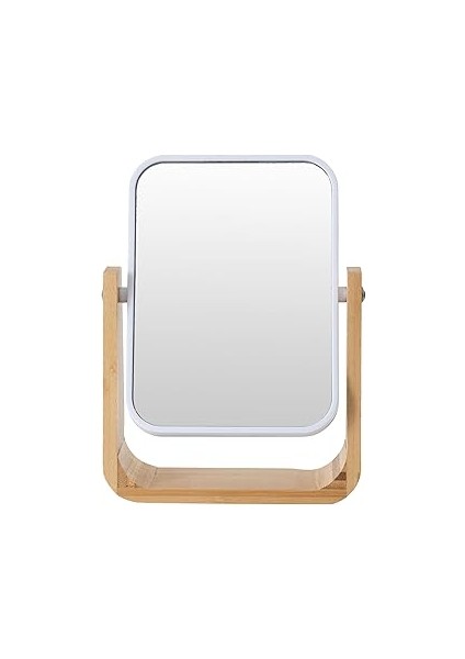 Boho Bambu Büyüteçli Ayna Beyaz 16X5.8X21.8