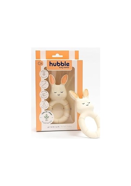 Hubble Bebek Diş Kaşıyıcı ve Oyuncak - Tavşan Halkalı Şekilli Dişlik (%100 Doğal Kauçuk)