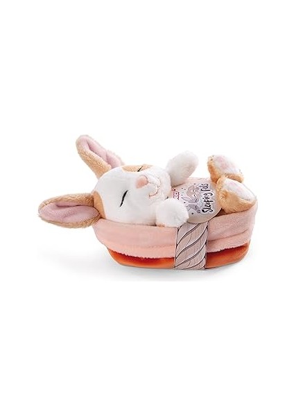 Nici 48707 Toy Sleeping Pets Bunny Caramel Dotted In Peach Basket 12CM