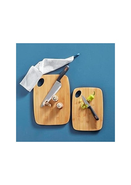 Deconox 2'li Bambu Kesme Tahtası Dikdörtgen Özel Tasarım, Bambu Kesme Tahtası - Büyük 33X24X1CM Küç