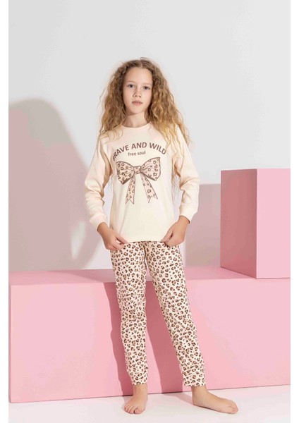 Anne-Kız Kombin Yapılabilir Uzun Kollu Kurdela ve Leopar Desenli Aile Bağı Pijama TAKIMI-3183 modelleri