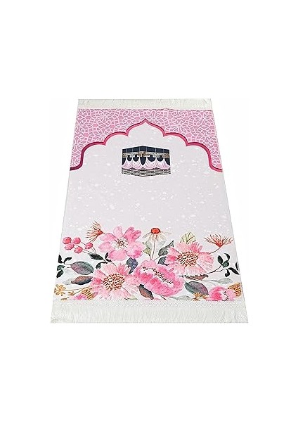 Mevlidimvar - Çocuk Seccadesi Kabe Pembe 82×45 cm 110 gr - Tesbih Hediyeli