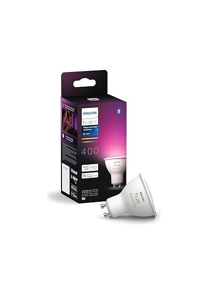 Hue 4.2W Renkli Akıllı Spot Ampul GU10 Uyumlu, Alexa, ve Google Assist