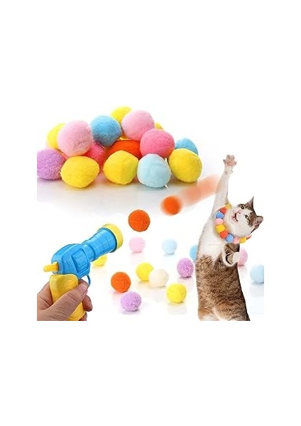 Busstier Interaktif Kedi Oyun Tabancası - Peluş Toplarla Eğlenceli Oyun Zamanı, Ekstra Peluş Toplar