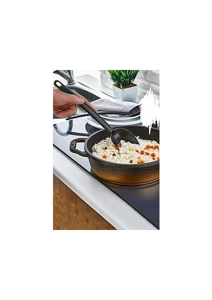 Rotanev 1 Adet Pratik Yanmaz Yapışmaz Teflon Kaşık- 220 Dereceye Dayanıklı Teflon Servis Kaşık