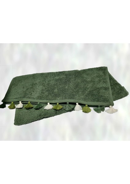 Püsküllü Yumuşak Pamuk Havlu | Yüksek Emicili El Havlusu | Haki | 50x90 cm modelleri