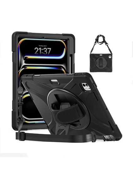 iPad Pro 11 2025 M5 Çip Uyumlu Defender Askılı 360° Dönebilir Standlı Zırh Tablet Kılıfı
